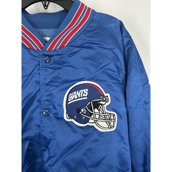 New York Giants Chalk Line Satin Bomber Jacket Quilt Quilted Lined Blue XXL - Picture 7 of 8